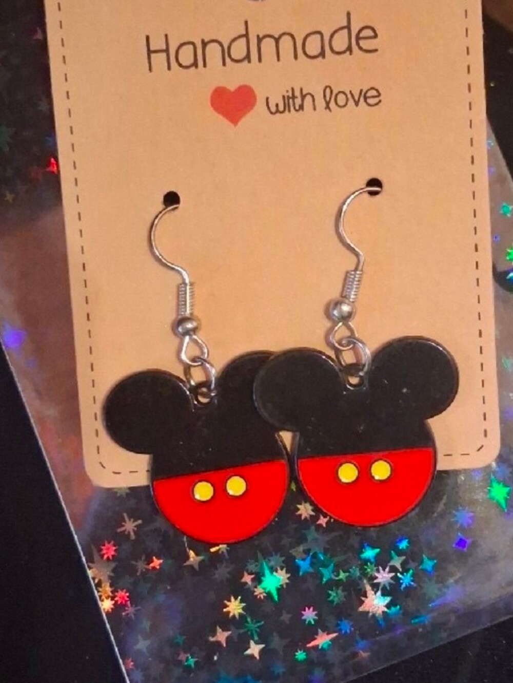$8 Each Or Bundle 5/$20 Handmade Kids Black & Red Mickey Mouse Inspired Earrings